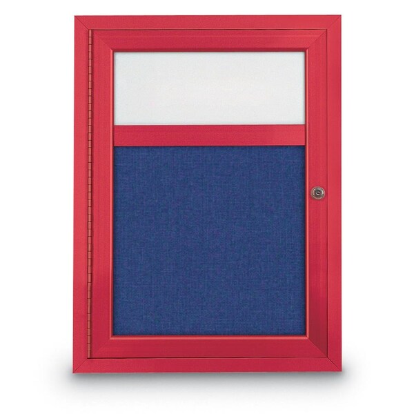 Slim Enclosed Corkboard, 30"x30", Satin Alum Frame/Medium Grey